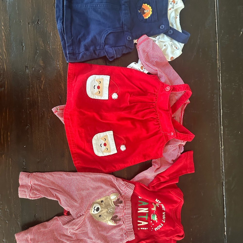 Festive Baby Outfit Set in Red and Blue